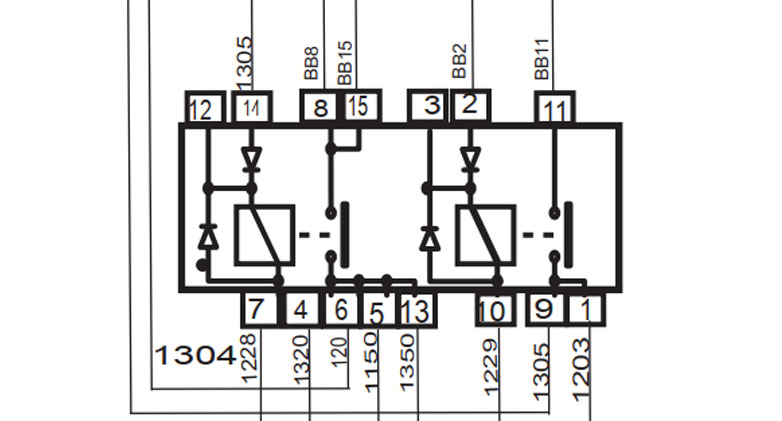 نقشه رله دوبل در خودرو 405 SLX با ایسیو بوش BOSCH ME7.4.4 