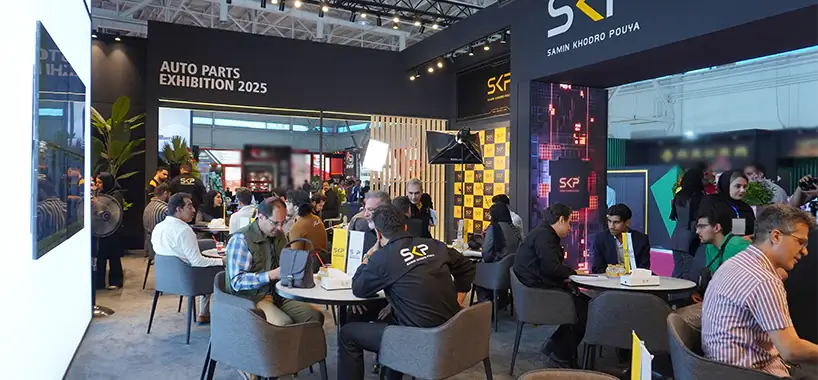 نمای داخل طرح غرفه SKP در بیستمین نمایشگاه قطعات خودرو تهران
