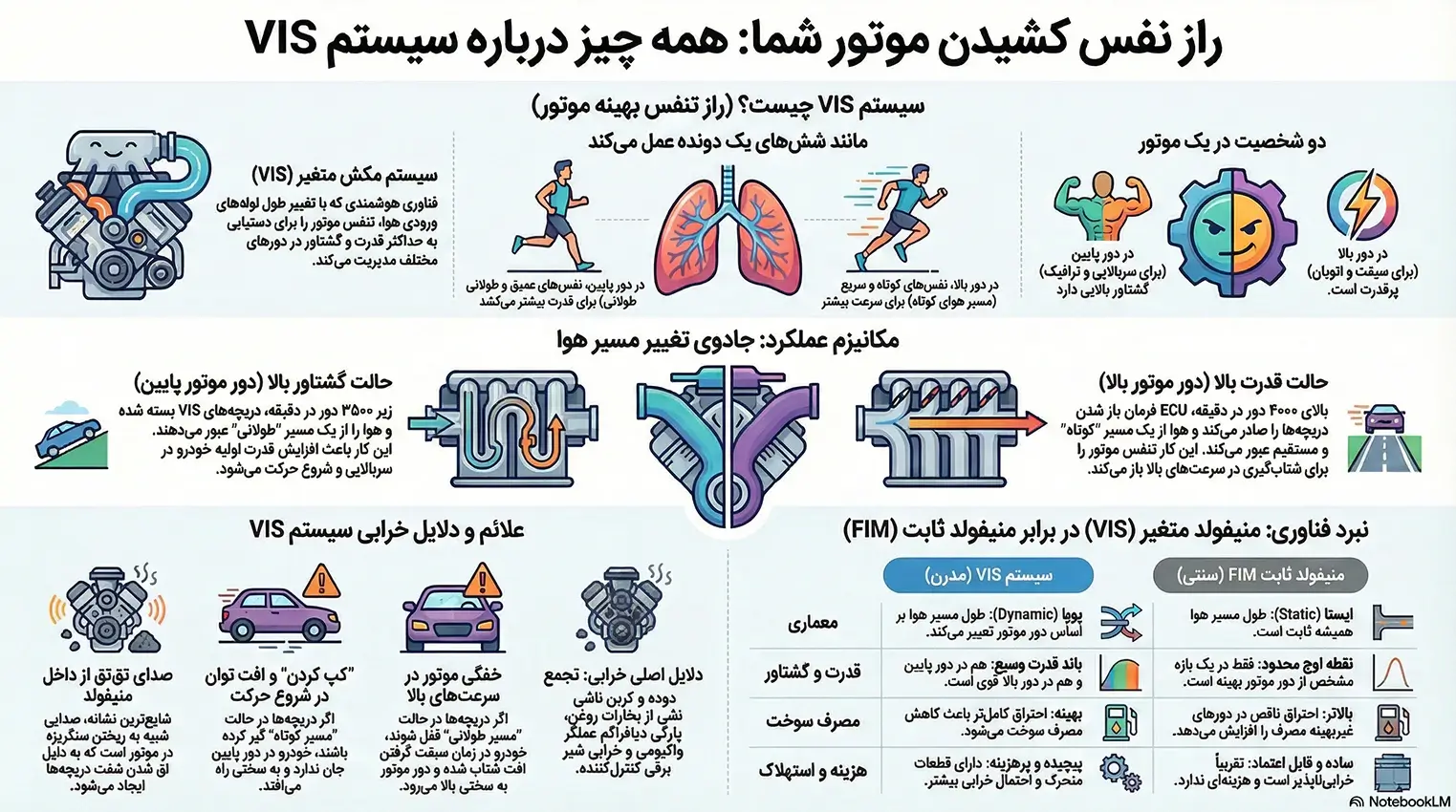 سیستم VIS خودرو چیست؟ (راز نفسگیری موتور در سربالایی و سرعت بالا) 2 اینفوگرافی همه چیز درباره سیستم VIS خودرو